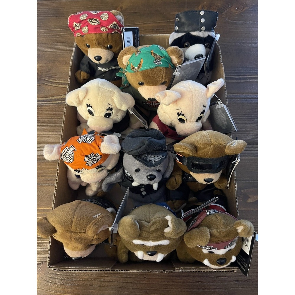 Harley-Davidson Motorcycle Bean Bag Plush Stuffed Animals w/Tags Lot of 11